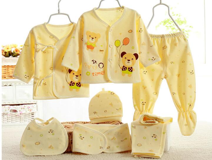 Baby Cotton Set Newborn Clothes baby Suit Set Red 0-3 Months Girls Boys Printing Infant Christmas 7pcs/set CJM015