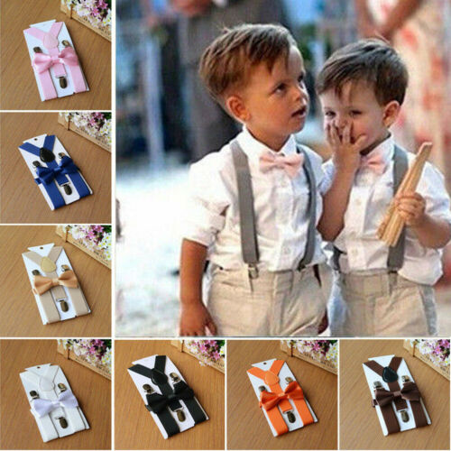 Adjustable Suspender and Bow Tie Set for Baby Toddler Kids Boy Girls Children Bow Tie Set Tuxedo Wedding Suit Party