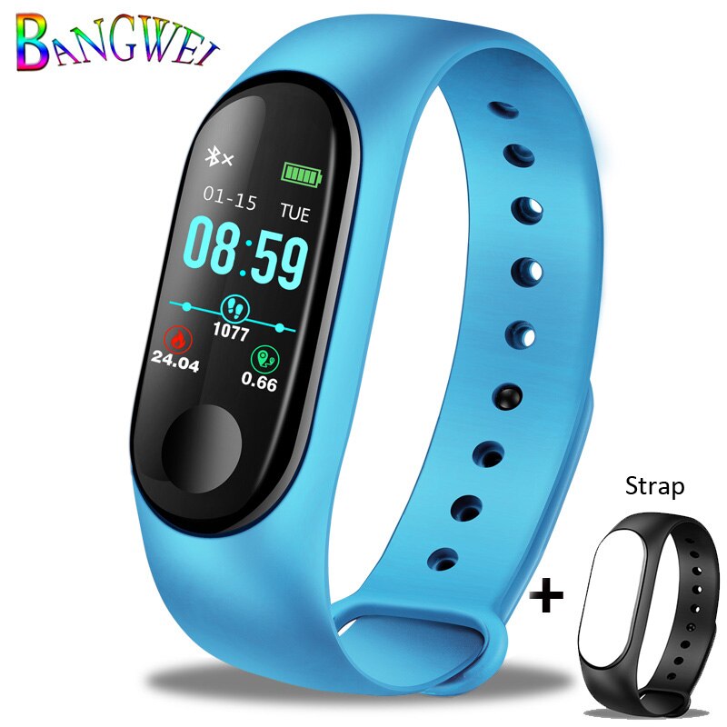 LIGE Women Smart Bracelet Heart Rate Blood Pressure oxygen Sleep Monitor Pedometer Fitness Sport Watch For Android ios + Strap: Light blue Band