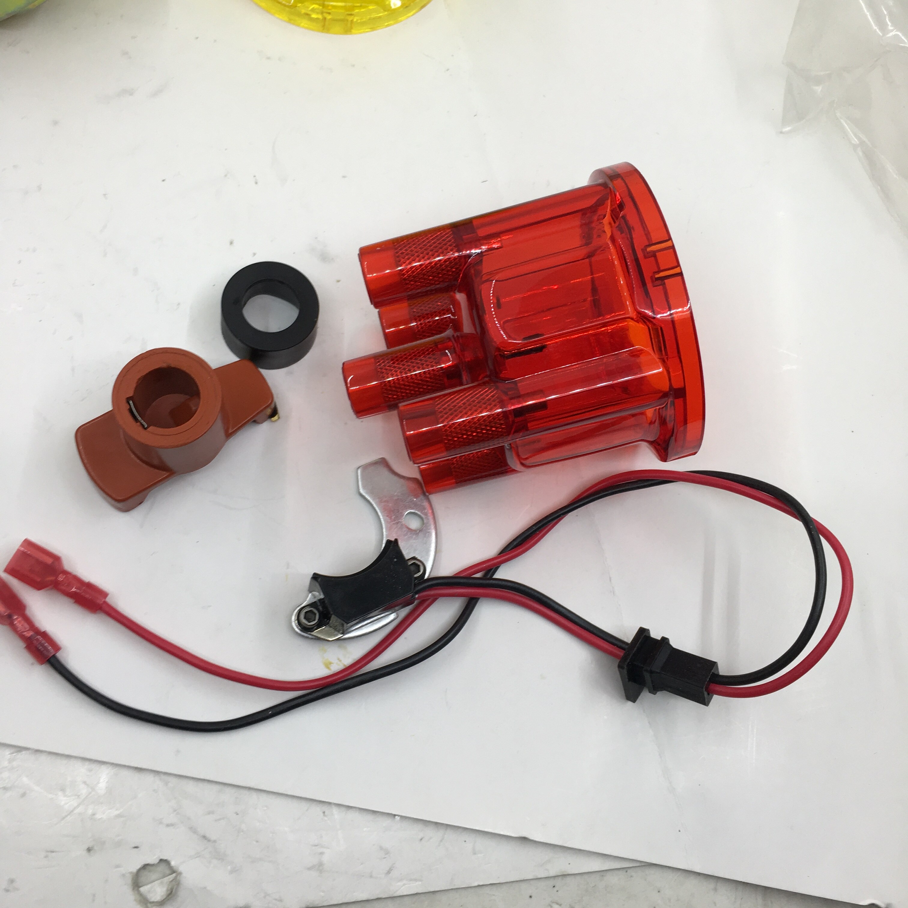 Sherryberg Elektrische Elektronische Ontsteking Kit JFU4 + Distributeur Rode Kleur Cap &amp; Rotor Voor Ford Pinto Voor Bosch Distributeur Empi