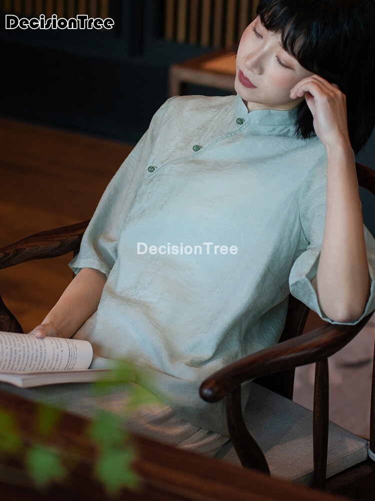 blusa de estilo chino suave qipao tops camisa china mujer hanfu camisa blusa cheongsam gasa blusa oriental qipao