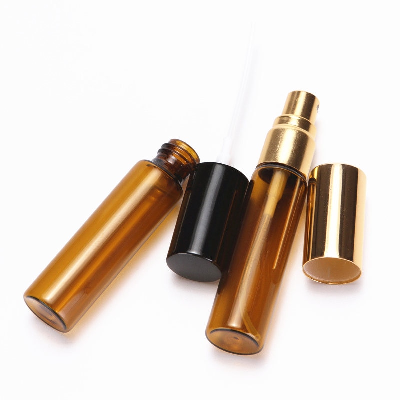 10 stuks/partij 5ml draagbare amberkleurige glazen parfumflesjes, sprayflessen, lege monstercontainers 10ml vernevelaars en hervulbare flessen