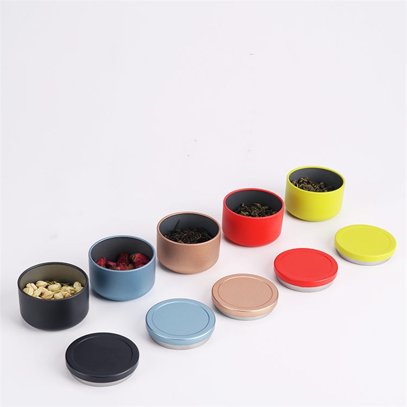 Premium Stash Jar Multi-Use Seal Storage Container Tea Can Travel Portable Metal Trumpet Black Tea Small Tea Cans