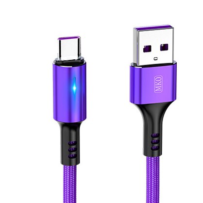 BRHMC USB Typ C Kabel für Samsung S10 S9 3A Schnelle USB Ladung Typ-C Ladegerät Datenkabel für redmi huawei xiaomi USB C kabel: 5A Violett / 1.2m