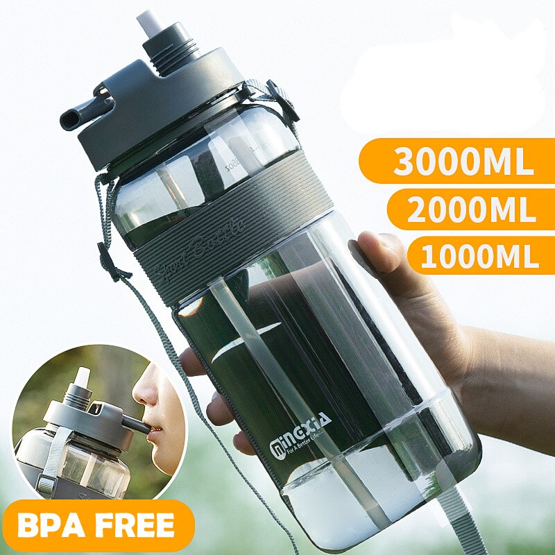 Fiets Fles Sport Drinkwater Fles Met Stro Bpa Gratis 1000 Ml 2000Ml Plastic Water Drinken Fles Voor water 1L