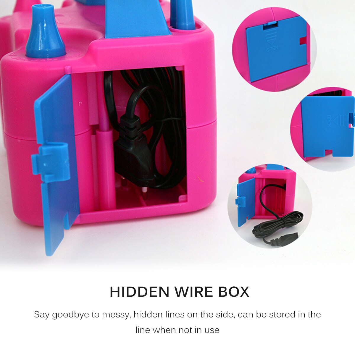 Portable Electric Balloon Pump Pink Double Air Hole Pump High Efficiency Pumping Car Pumping Toys Balls Activated Inflatable