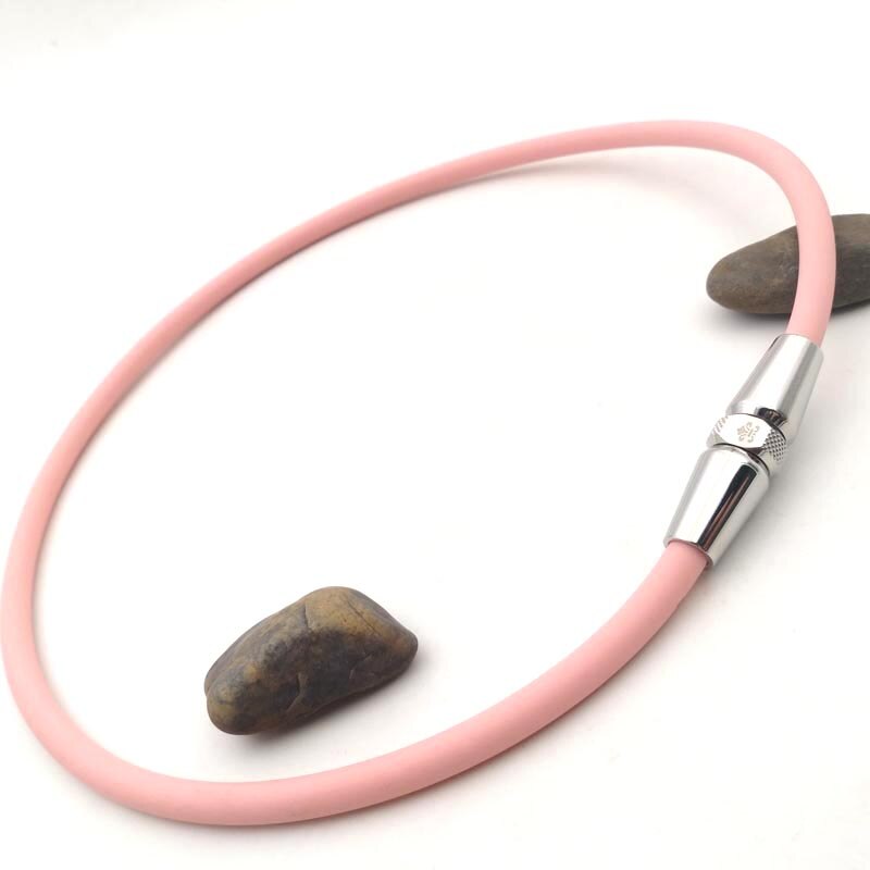 , de mode sport energie ketting, rvs gezondheid ketting Hoge negatieve ionen energie ketting: PINK / 48cm