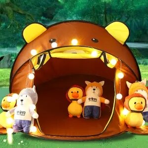 Cartoon Animal Kids Tent Portable Tiger Kinderen Tent Buitenshuis Grote Pop Up Toy Tenten Indoor Netten Baby Bal Zwembad speelhuis: Sky Blue