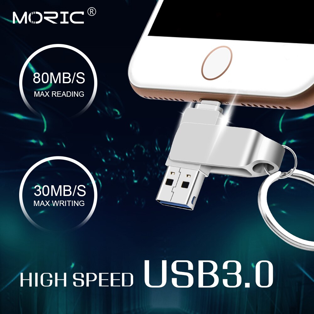 Usb Flash Drive Voor Iphone X/8/7/7 Plus/6/6S/5/Se/Ipad 2 In 1 Pen Drive Memory Stick 16Gb 32Gb 64Gb 128Gb Metalen Pendrive Usb 2.0