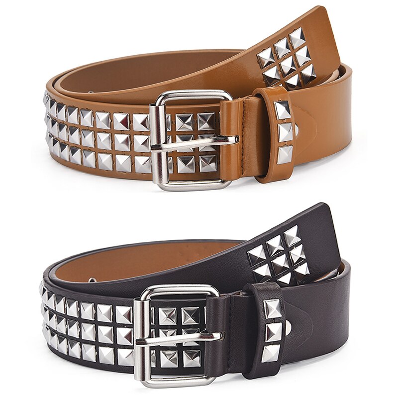 Square Bead Rivet Belt Metal Pyramid Belt Men and Women Punk Hardware Jeans Belt Y2K Belt Belt Women's Belt