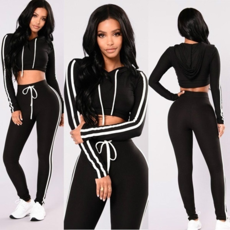 Vrouwen Suits Sportkleding Mode Sport Vrouwen Strakke Tweedelige Set Trainingspak Lange Mouwen Slim Top Lange Broek Fitness Pakken