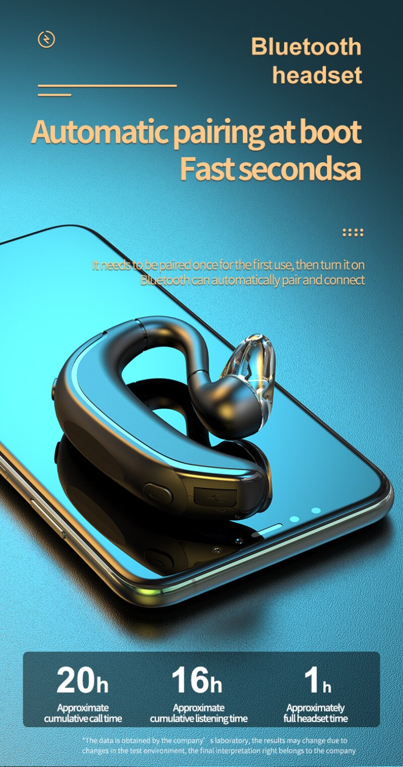 Einseitig hängendes kabelloses bluetooth-headset mit mikrofon, bluetooth-stereo-headset mit sport-headset für den business-bereich