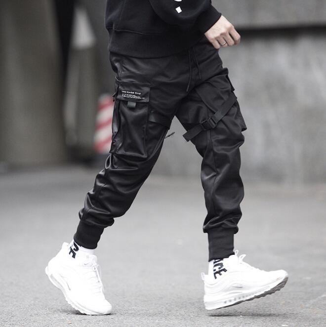 Harem Joggers Mannen Cargo Broek Streetwear Hip Hop Casual Zakken Linten Track Broek Mannelijke Harajuku Mode Broek: Chinese Size XS