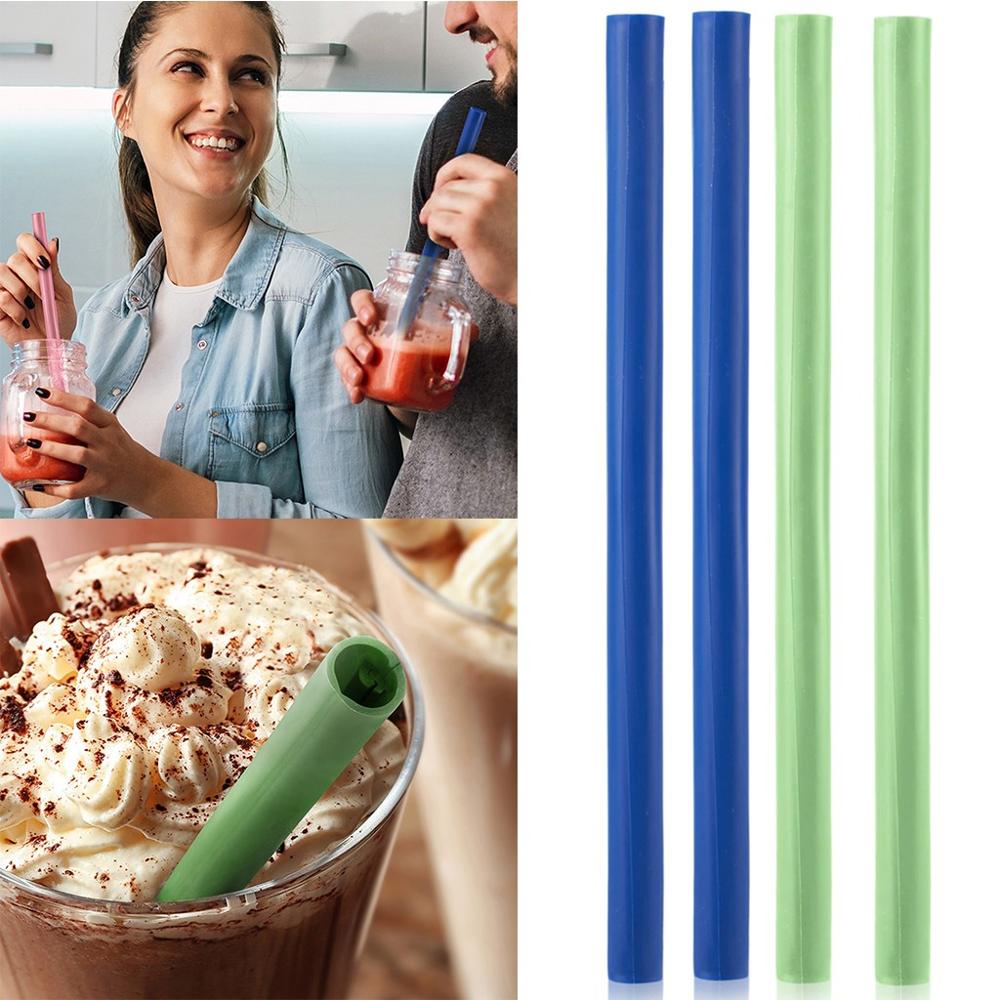 4Pcs Milieuvriendelijke Herbruikbare Rietjes Eetwaren Siliconen Draagbare Final Huishoudelijke Rietjes Keuken Bar Drinkware Persoonlijke Stro