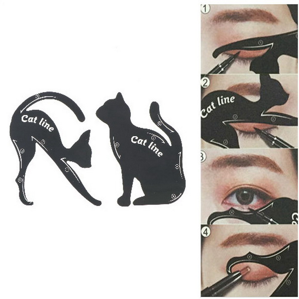 2 Stks/set Diy Vrouwen Kat Lijn Eyeliner Stencils Pro Eye Make-Up Tool Eye Shaper Template Model Te Maken