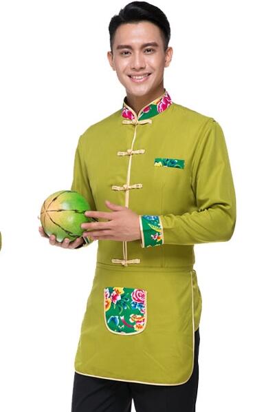 Hotel server uniform efterår vinter langærmet kvindelig kinesisk restaurant tjener arbejdstøj vestlig mad tjener uniform 18: Mænd grønne / L