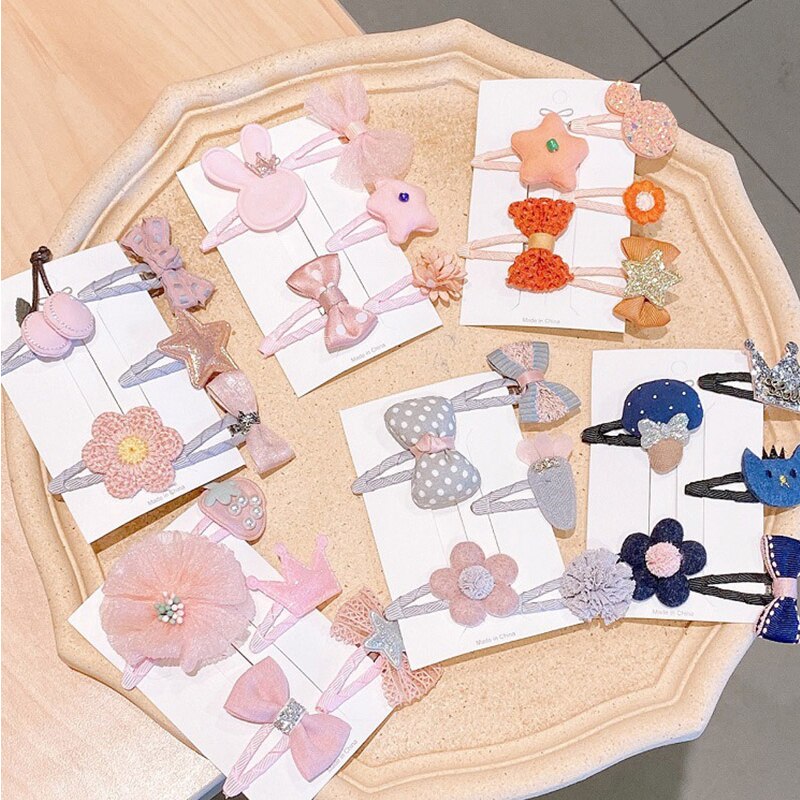 5 Teile/satz freundlicher Baby Nette Blume Bogen Stern Haar Clips Mädchen Karikatur Haarnadeln Barrettes Ornament freundlicher Haar Zubehör