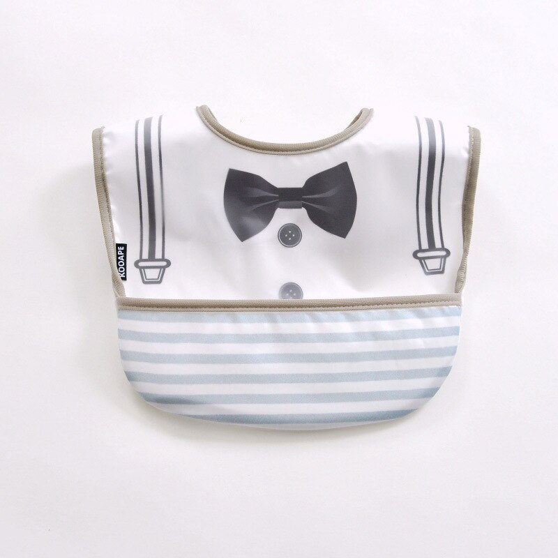 Babador impermeável e à prova de sujeira leve do infante na moda fácil esfregar o bolso da criança do arroz macio e confortável comer o babador: Strap-2
