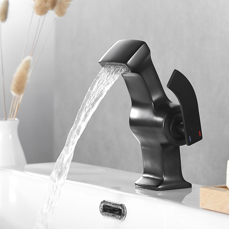 BLACK Basin Faucet white chrome waterfall tap bathroom sink faucet water tap mixer washbasin bath faucets brass basin mixer