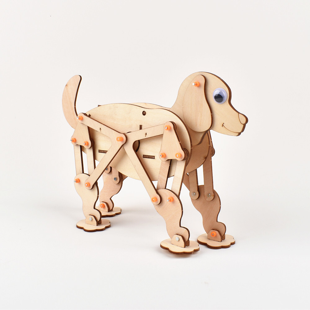 Wooden mechanical dog 3D DIY Model wooden Puzzle Painted electric dog assembly for