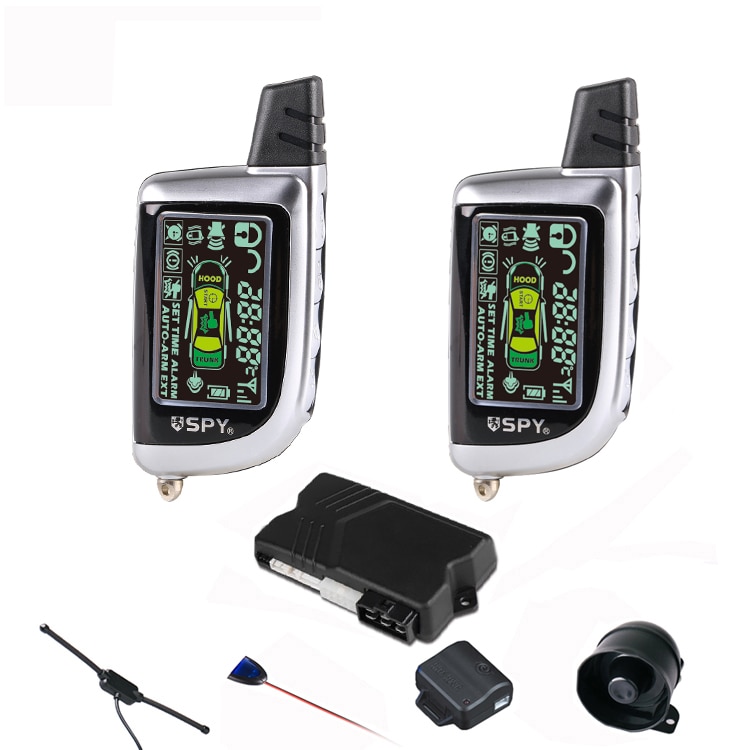 Spy two way LCD remote control keyless system car alarm security system with engine starter