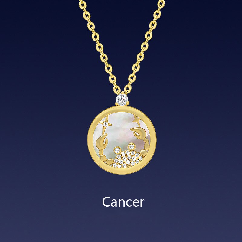 Fashionable Popular 12 Constellations Necklace Women Simple Versatile Pisces Temperament Neck Ornament: cancer