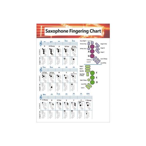 Saxophone Fingering Chart Music Chords Poster Coated Art Paper Fingering Chart for Sax Beginner Musical Instrument Accessories: S