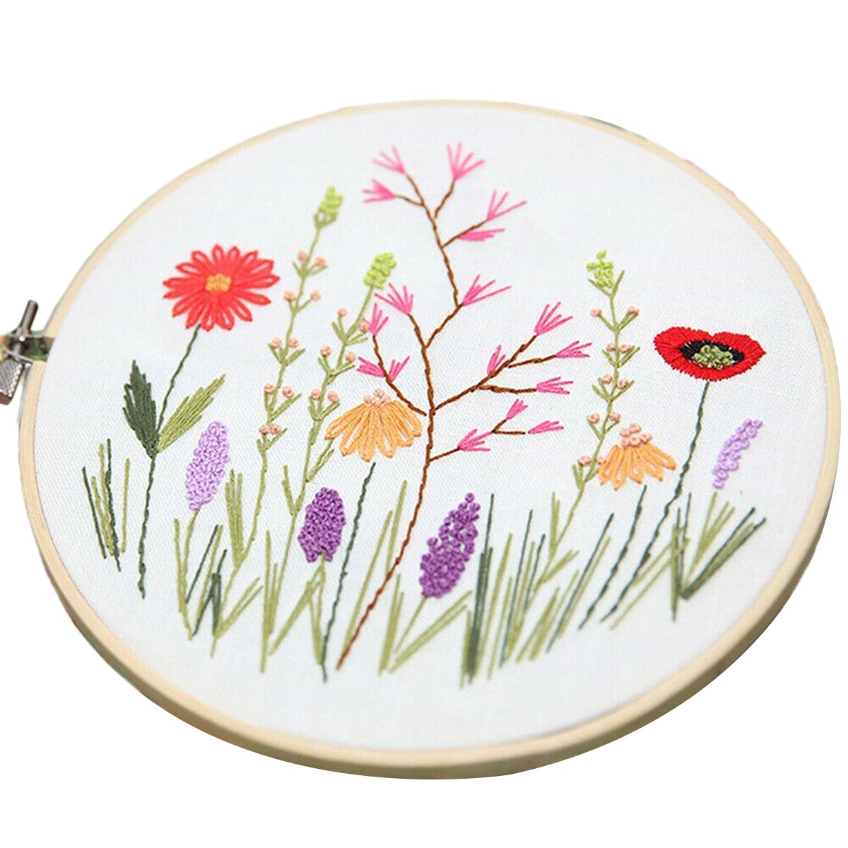 Diy stämplad broderi startpaket broderiduk färg trådar verktygssats: C