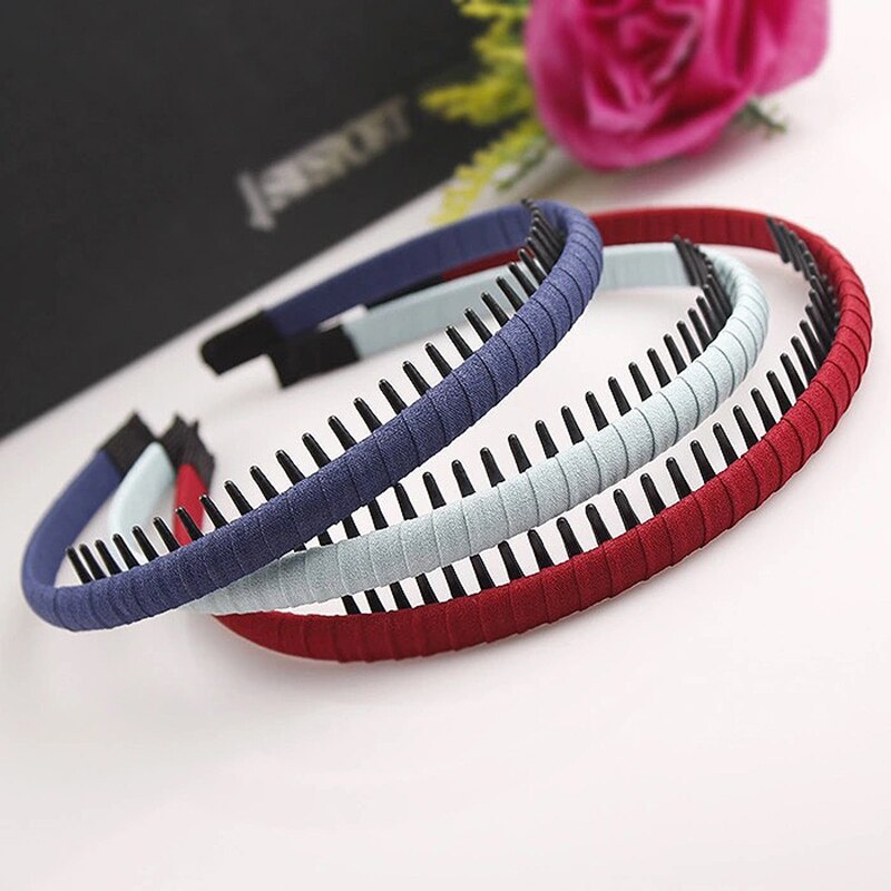 Women Girls Headdress Solid Cloth Headband Wrap Hair Hoop Bezel With Teeth Female Hair Accessories Hairband Headwear