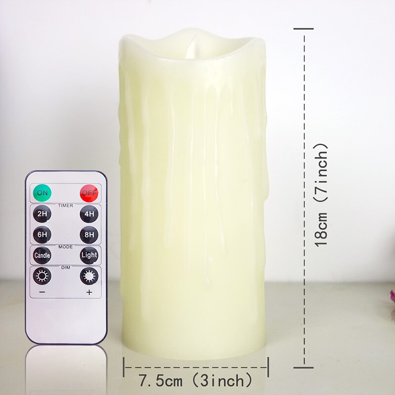 Lellen Ivory Flickering LED Candles with Remote control scented bougie battery operated Candles Electric home Wedding Decoration: 75x180mm