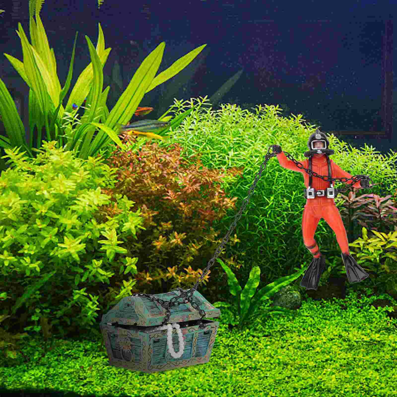Unique Diver Modeling Fish Tank Adornment Aquarium Treasure Seeking Diver Decor