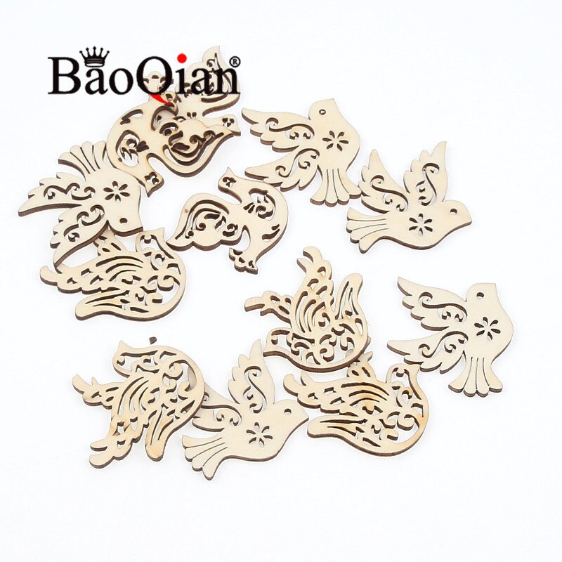 20pcs/lot Peace Dove Pattern Natural Wooden Scrapbook For Greeting Card Making Diy Decoration Accessories 30-40mm