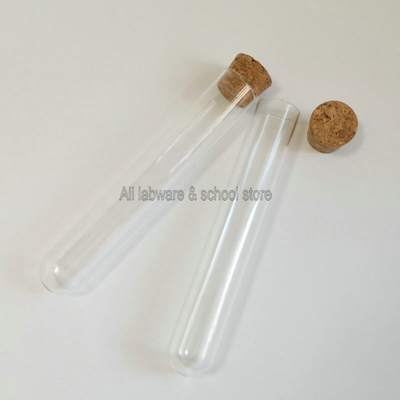 Lab 25 x 150mm glasrundbottnade glasrör förtjockar 1.5mm små flaskor med kork