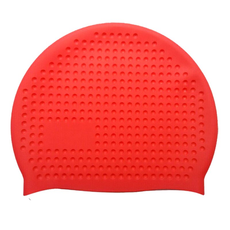 Large Swimming Cap Waterproof Silicone Swim Pool Bathing Caps Hat Long Hair Ear Protection Water Bubble Cap Women Men badmuts: Red