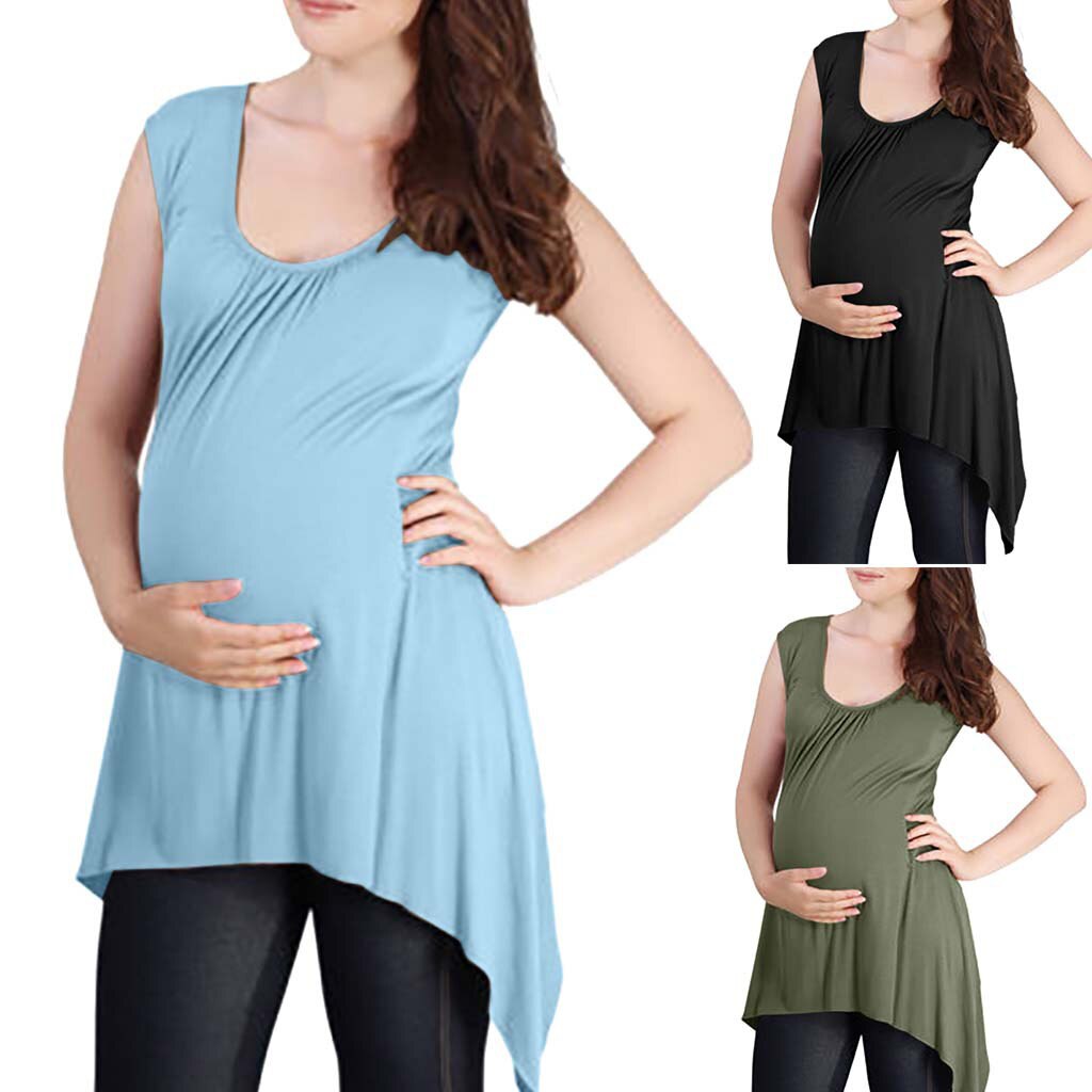 Vrouwen zwangerschaps effen mouwloos shirt zwangerschap zomer hemdjes zwangerschapsblouses