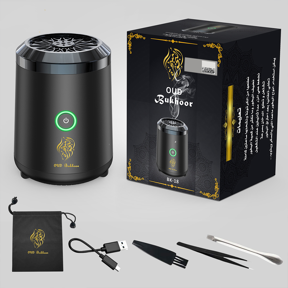 OUD Bakhoor brûleur d'encens électrique USB Bakhoor USB diffuseur d'arôme porte-encens Portable encensoir électronique musulman: Black