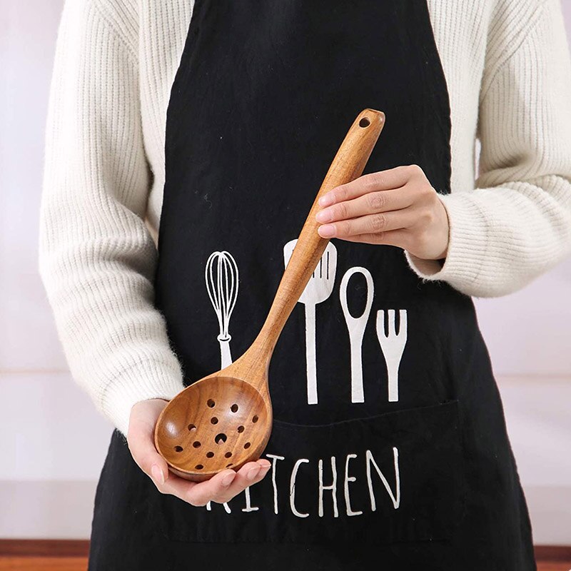 9 Stuks Natuurlijke Houten Lepels Voor Het Koken Houten Keukengerei Voor Koken Met Gebruiksvoorwerp Houder Teak Houten 9 Stuks Natuurlijke Houten Lepels Voor Het Koken Houten Keukengerei Voor Koken Met Gebruiksvoorwerp Houder Teak Houten