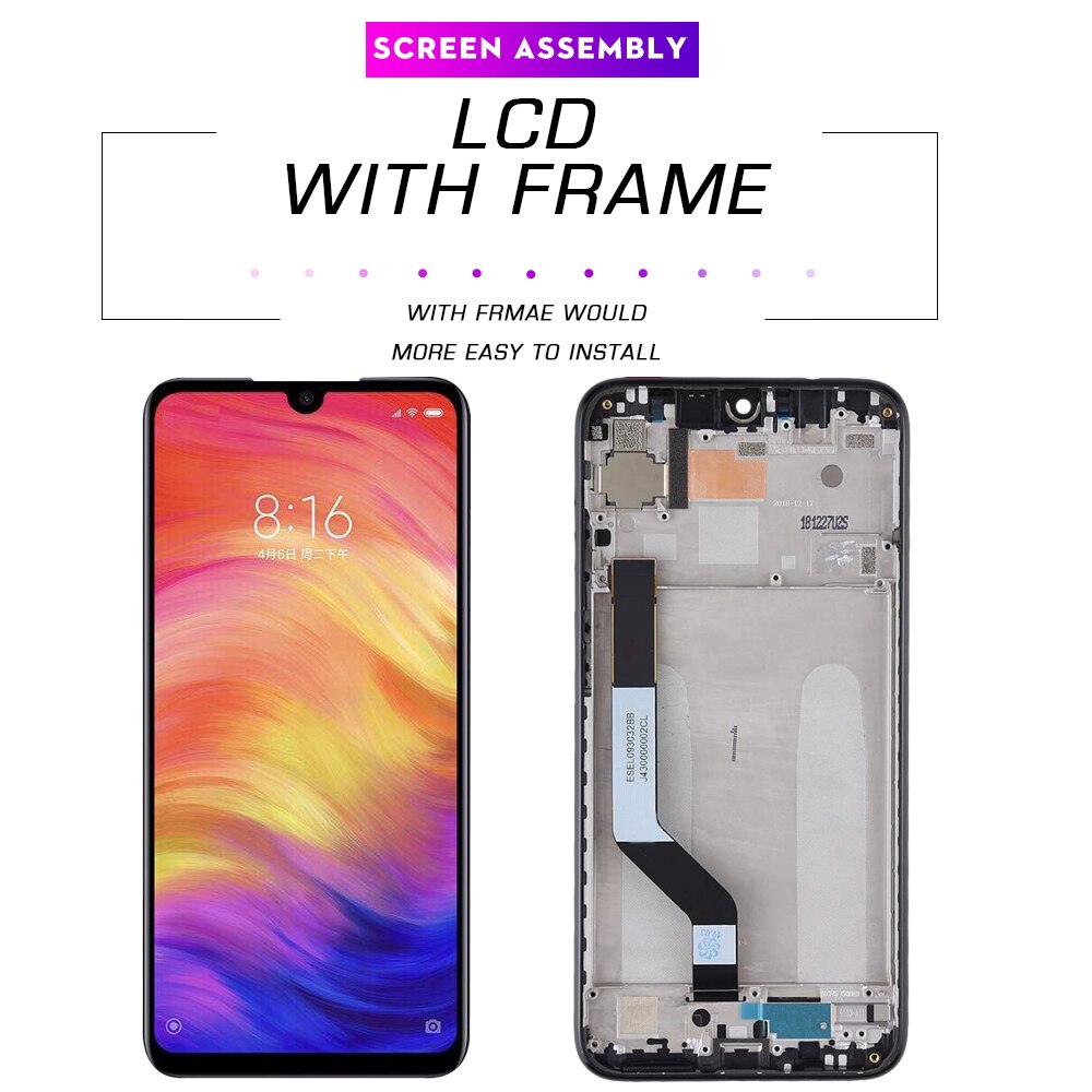 6.3 calowy wyświetlacz LCD dla Xiaomi Redmi Uwaga 7 ekran dotykowy z ramką wymiana zespołu Digitizer dla Redmi Uwaga 7