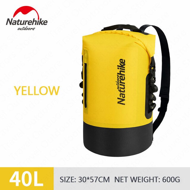 Bolsa seca impermeable de 20L, 30l y 40L para kayak de navegación, pesca descenso de ríos, natación, snowboard flotante, Camping, mochila para exteriores: 40L Yellow