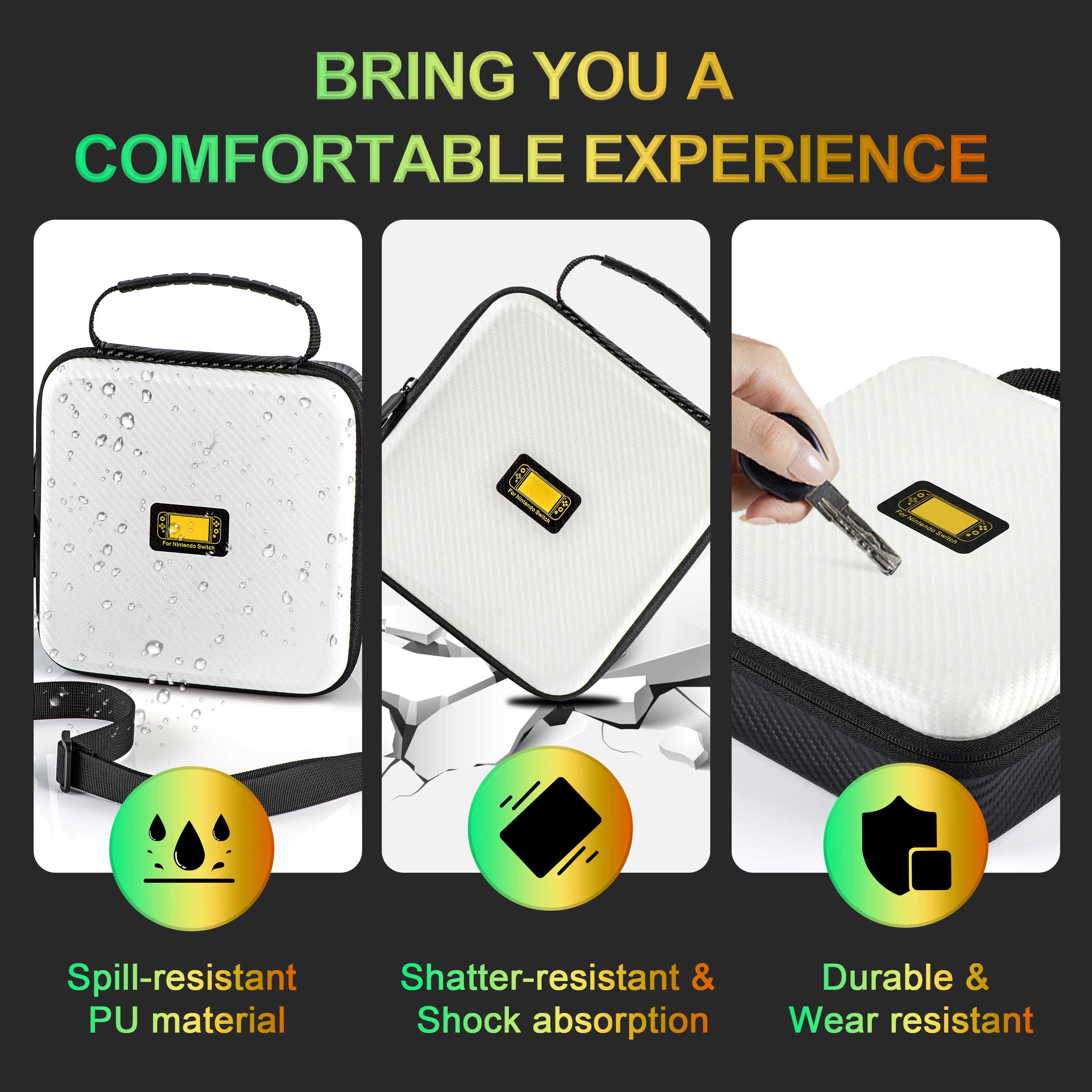 Carrying Case Bag for Nintendo Switch Travel Waterproof PU Bags Soft Lining Case for Nintendo Switch OLED Model Storage Bag