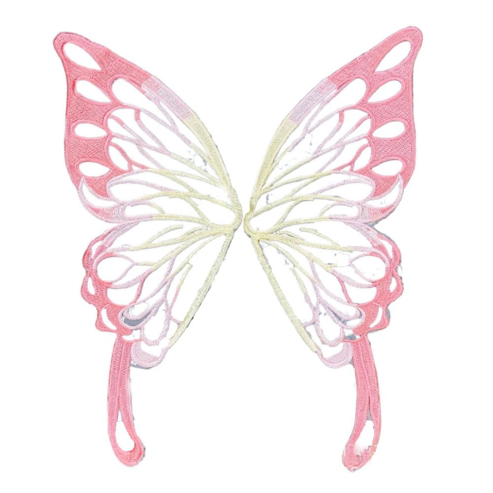 Large Butterfly Embroidery Appliques For Clothes Patches Lace Fabric Accessories For Wedding Dress Bridesmaid DIY Decor: Black Nickel