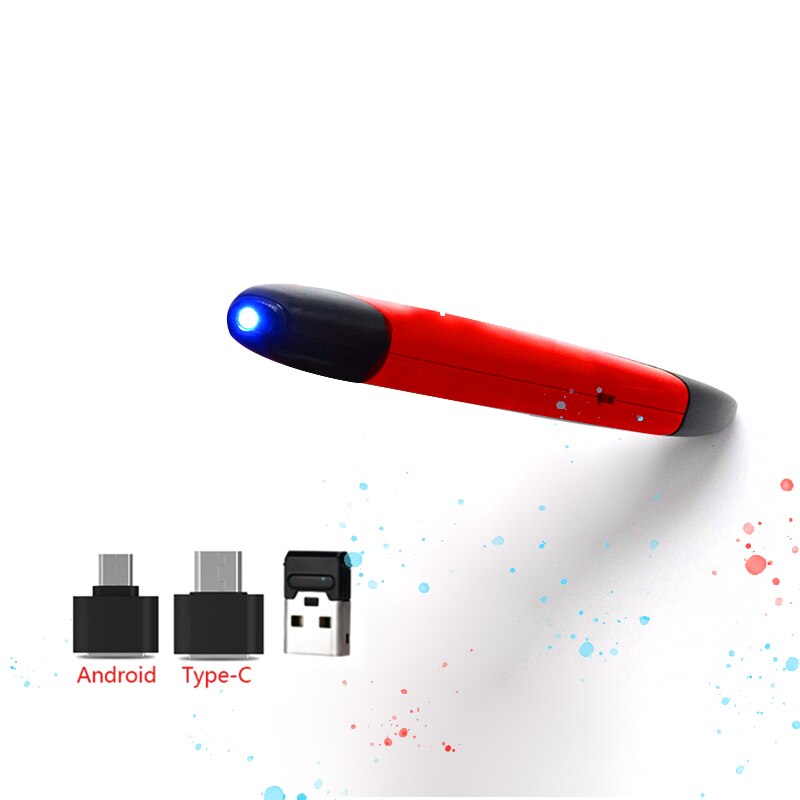 Souris stylo sans fil adapté pour PC et ordinateur portable, accessoire vertical, forme créative, personnalité, stylet, batterie, gadget, nouvelle technologie, 2,4 G, nouveauté: Blue light red