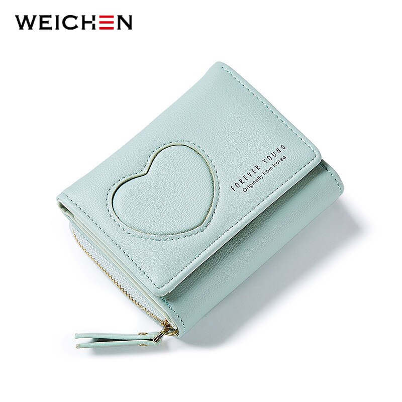 weichen estilo coreano fresco corazón Patter mujeres billeteras suave cuero niñas Bolso pequeño cartera femenina con monedero titular de la tarjeta