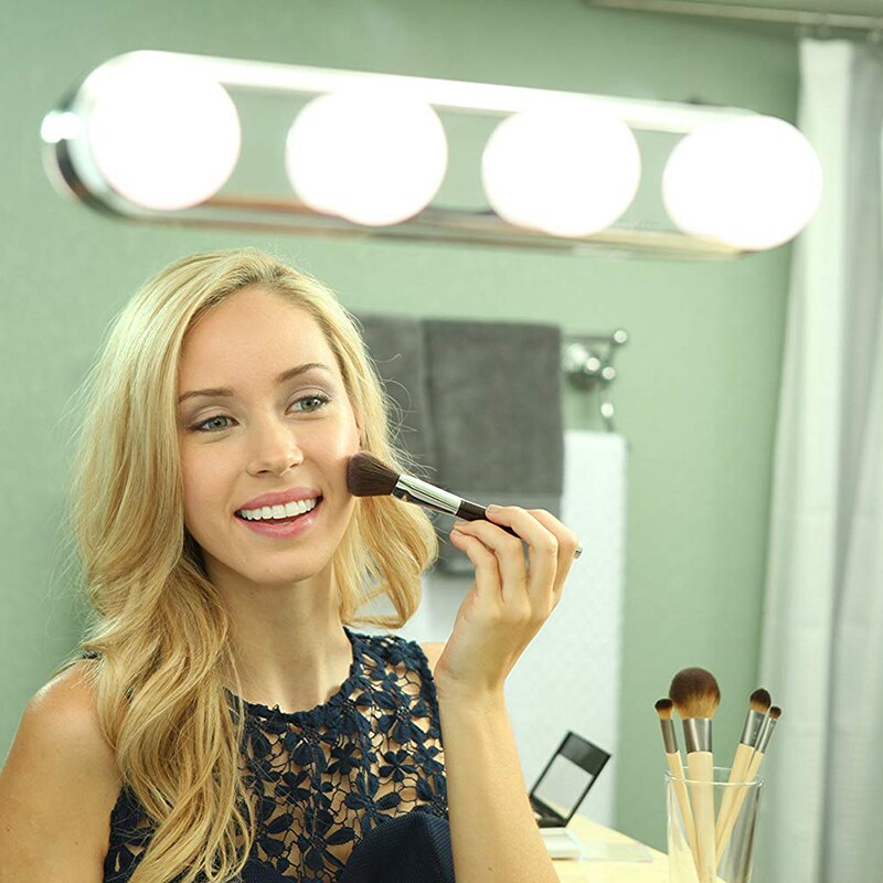 Led 4 pærer makeup spejl lys bærbar sugekop hollywood forfængelighed væglampe lys til toiletbord belysning makeup lys