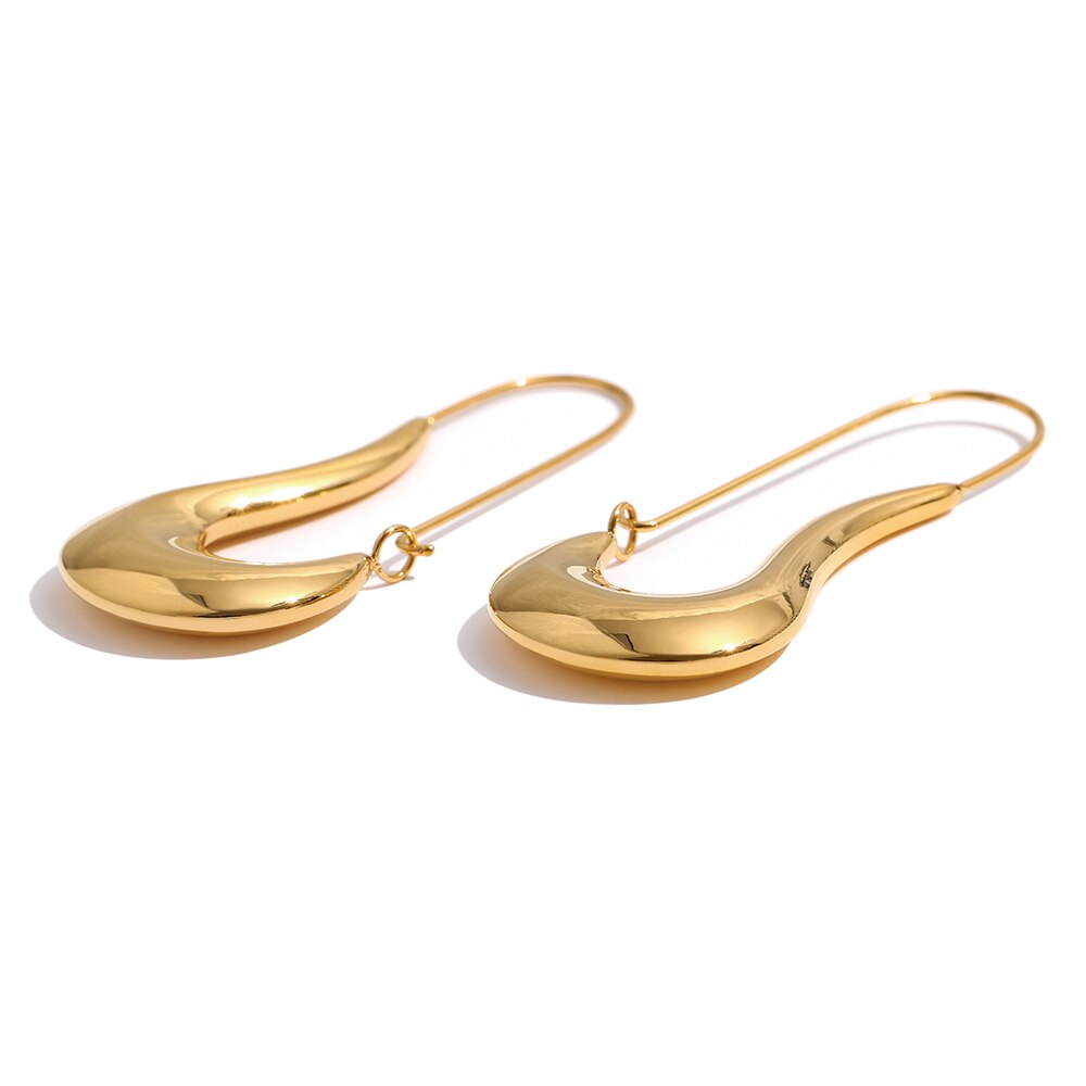 Yhpup 316L roestvrij staal geometrische hoepel oorbellen minimalistische metalen 18K vergulde oorbellen waterdichte sieraden voor vrouwen cadeau: Default Title