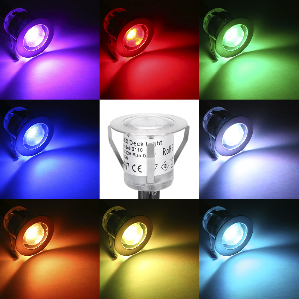 10PCS LED Deck Lights with Remote Control 16 Colors 4 Modes IP67 Waterproof Underground Lamp Outdoor Spotlight Yard Garden Stair