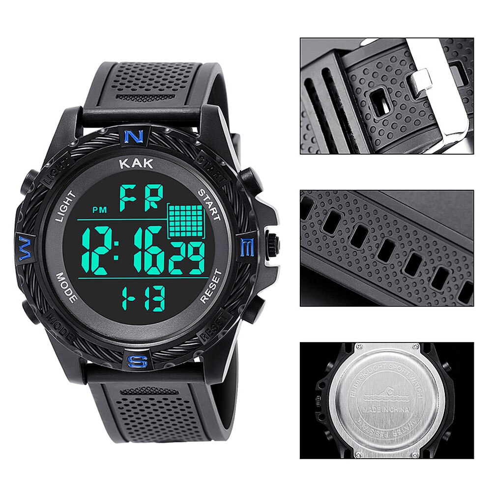 Sports Waterproof Electronic Digital Pointer Stopwatch Luminous Wrist Watch Christmas relogio masculinos