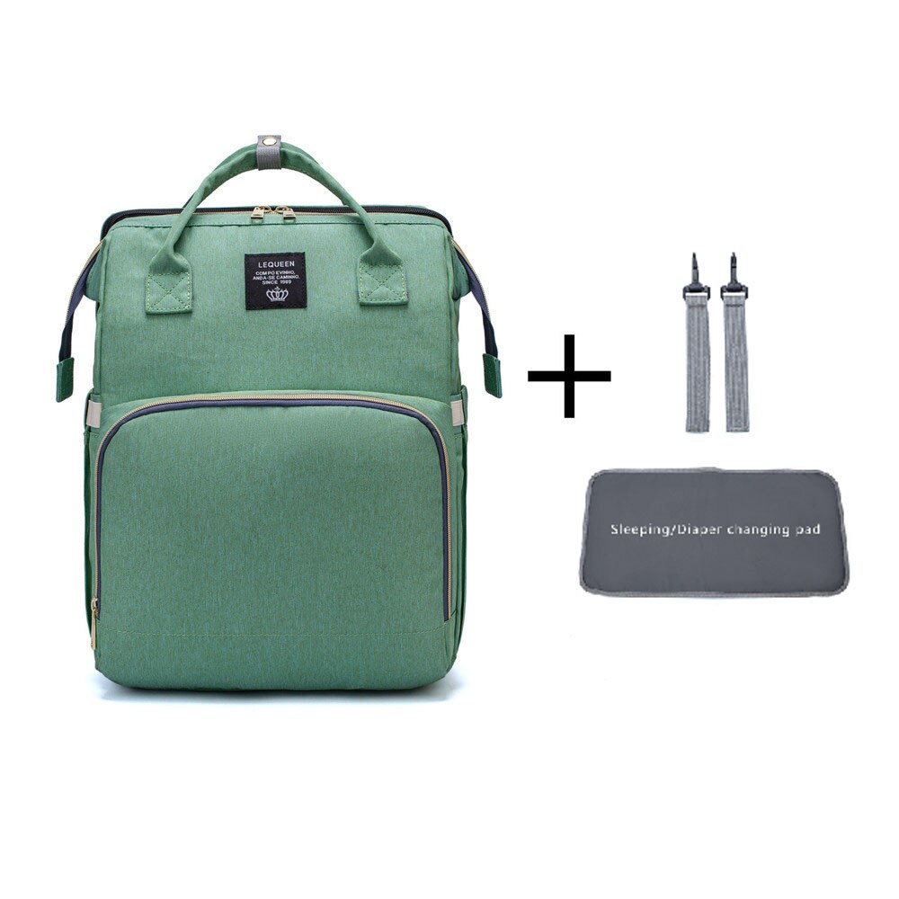 Mode Luiertassen Rugzak Multifunctionele Opvouwbare Baby Bed Wieg Tas Grote Capaciteit Wandelwagen Zak Isolatie Verpleging Druppels: green