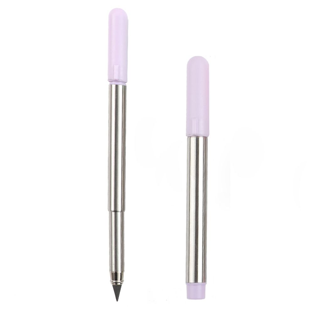 Inkless Pencil Retractable Metal Pen Writing Pencil Signature Pen Students Stationery Office School Supplies: Purple