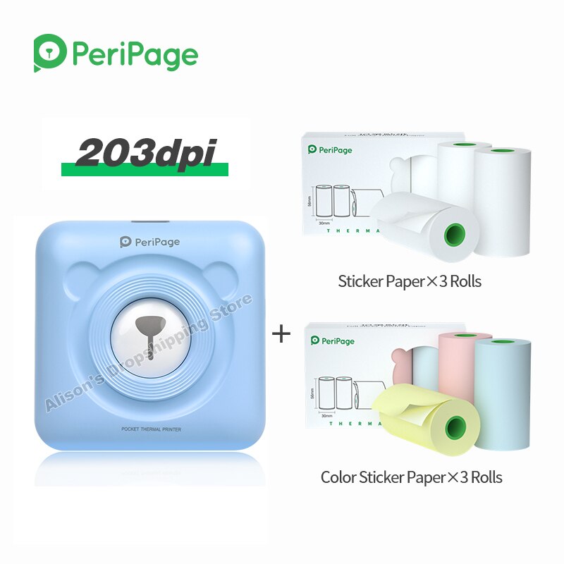 Thermal Printer Notes Sticker Label Printer 58mm mini Bluetooth Wireless Photo Mobile Phone Printer Peripage: BL add 6 Sticker